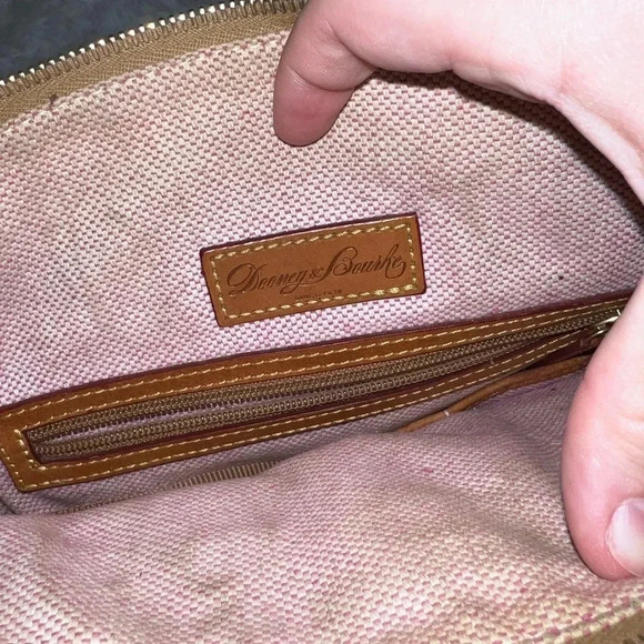 Dooney & Bourke Crossbody Tan Pebble Leather Satchel with Front Pockets - Picture 4 of 5